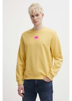 HUGO bluza bawełniana męska kolor żółty z aplikacją 50447964 ze sklepu ANSWEAR.com w kategorii Bluzy męskie - zdjęcie 172062547