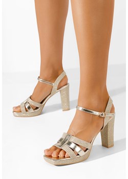 Złote eleganckie sandały Esma ze sklepu Zapatos w kategorii Sandały damskie - zdjęcie 172063048