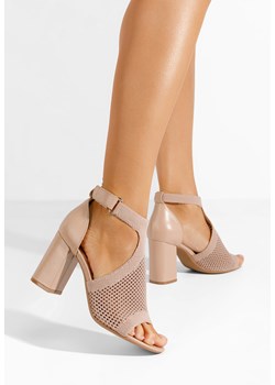 Khaki sandały na słupku Oxiana ze sklepu Zapatos w kategorii Sandały damskie - zdjęcie 172063056