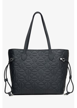 Estro: Czarna skórzana torebka damska typu shopper ze sklepu Estro w kategorii Torby Shopper bag - zdjęcie 172063928