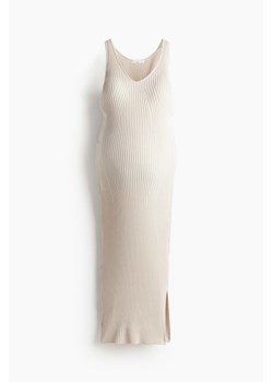 H & M - MAMA Sukienka midi z dzianiny w prążki - Beżowy ze sklepu H&M w kategorii Sukienki - zdjęcie 172068497