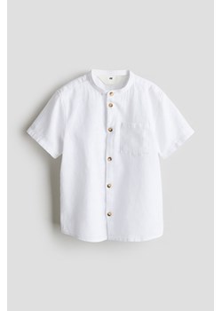 H & M - Koszula ze stójką i domieszką lnu - Biały ze sklepu H&M w kategorii Koszule chłopięce - zdjęcie 172068609