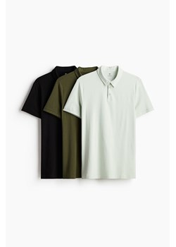 H & M - Top polo Slim Fit 3-pak - Zielony ze sklepu H&M w kategorii Bluzki damskie - zdjęcie 172068639