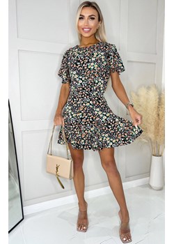 Sukienka mini z krótkim rękawem i nadrukiem w kwiaty DA1803, Kolor multicolour, Rozmiar L, AX Paris ze sklepu Primodo w kategorii Sukienki - zdjęcie 172069366