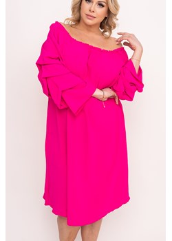 Fuksjowa Sukienka z marszczonymi rękawami ALBEGA ze sklepu TONO w kategorii Sukienki - zdjęcie 172072177