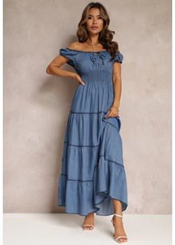 Niebieska Sukienka Hiszpanka Maxi z Falbankami Kaniah ze sklepu Renee odzież w kategorii Sukienki - zdjęcie 172074688