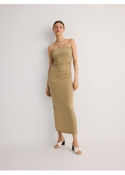 Reserved - Sukienka maxi z prostym dekoltem - ciemnozielony ze sklepu Reserved w kategorii Sukienki - zdjęcie 172079037