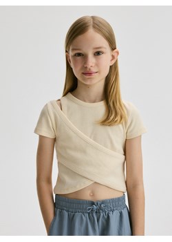 Reserved - Bluzka z wycięciem - kremowy ze sklepu Reserved w kategorii Bluzki dziewczęce - zdjęcie 172081975