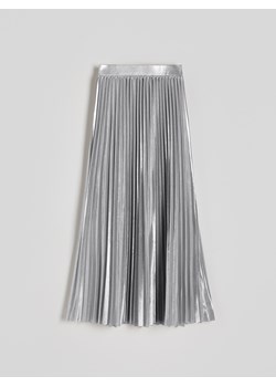 Reserved - Metalizowana spódnica midi z plisowaniem - srebrny ze sklepu Reserved w kategorii Spódnice - zdjęcie 172081979