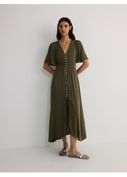 Reserved - Sukienka z wiskozy - oliwkowy ze sklepu Reserved w kategorii Sukienki - zdjęcie 172082269