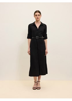 Reserved - Sukienka midi z wiskozy z paskiem - czarny ze sklepu Reserved w kategorii Sukienki - zdjęcie 172082749