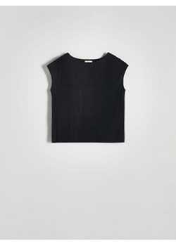 Reserved - T-shirt kimono z plisowanej dzianiny - czarny ze sklepu Reserved w kategorii Bluzki damskie - zdjęcie 172082838