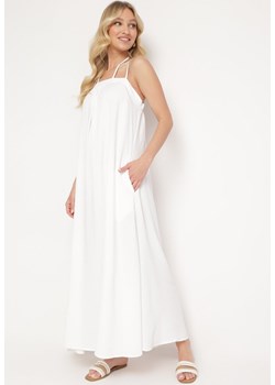 Biała Sukienka na Regulowanych Ramiączkach Wiązana na Szyi Ploeliama ze sklepu Born2be Odzież w kategorii Sukienki - zdjęcie 172083777