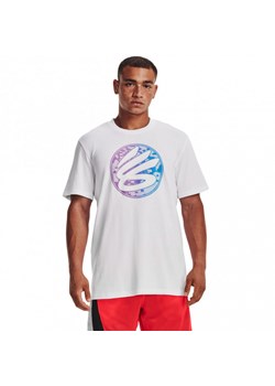 Męski t-shirt z nadrukiem Under Armour Curry Gradient Heavyweight Short Sleeve - biały ze sklepu Sportstylestory.com w kategorii T-shirty męskie - zdjęcie 172084027