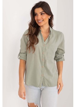Klasyczna koszula damska z dekoltem V khaki ze sklepu 5.10.15 w kategorii Koszule damskie - zdjęcie 172084168