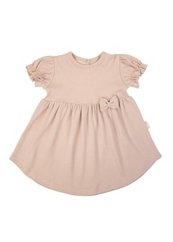 Beżowa sukienka dziewczęca z krótkim rękawem ze sklepu 5.10.15 w kategorii Sukienki niemowlęce - zdjęcie 172084169