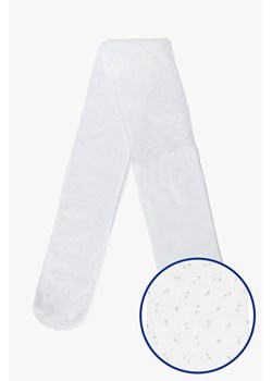 Białe cienkie rajstopy dziewczęce z ozdobnym wzorkiem ze sklepu 5.10.15 w kategorii Rajstopy dziecięce - zdjęcie 172084188