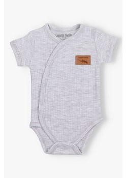 Body kopertowe z dzianiny prążkowej z krótkim rękawem - szare - Lagarto Verde ze sklepu 5.10.15 w kategorii Odzież dla niemowląt - zdjęcie 172084205