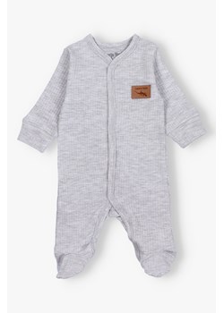 Pajac niemowlęcy z dzianiny prążkowej - szare - Lagarto Verde ze sklepu 5.10.15 w kategorii Odzież dla niemowląt - zdjęcie 172084216