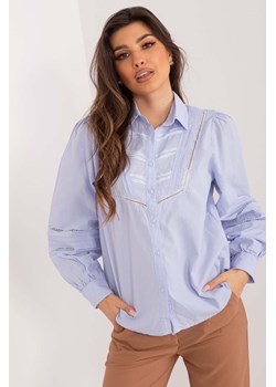 Koszula klasyczna z bufiastymi rękawami jasnoniebieska ze sklepu 5.10.15 w kategorii Koszule damskie - zdjęcie 172084225