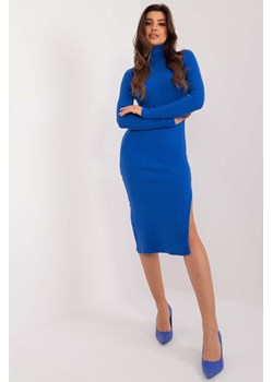Dopasowana sukienka midi z dzianiny niebieska ze sklepu 5.10.15 w kategorii Sukienki - zdjęcie 172084238