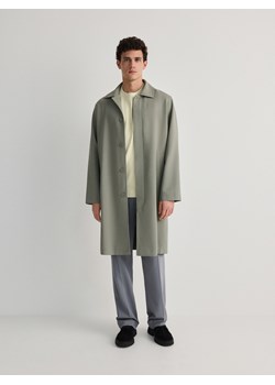 Reserved - Płaszcz z domieszką wiskozy - zielony ze sklepu Reserved w kategorii Płaszcze męskie - zdjęcie 172086116