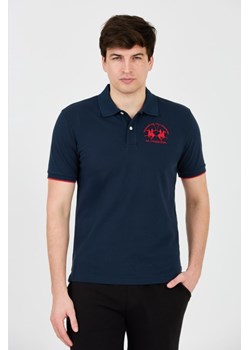LA MARTINA Granatowe polo z dużym czerwonym logo, Wybierz rozmiar XXL ze sklepu outfit.pl w kategorii T-shirty męskie - zdjęcie 172087356