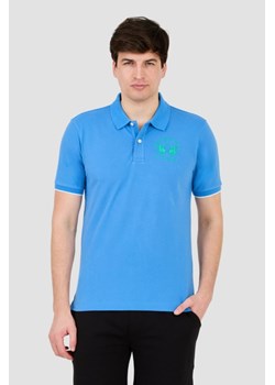 LA MARTINA Niebieskie polo z dużym logo, Wybierz rozmiar XXL ze sklepu outfit.pl w kategorii T-shirty męskie - zdjęcie 172087365