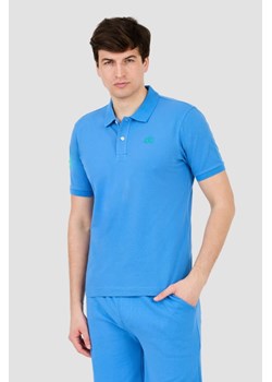 LA MARTINA Niebieskie polo z małym zielonym logo, Wybierz rozmiar XXL ze sklepu outfit.pl w kategorii T-shirty męskie - zdjęcie 172087466