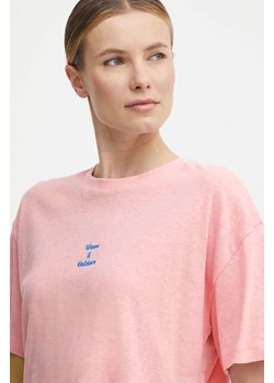 Picture t-shirt z domieszką lnu Hampy kolor różowy WTS483 ze sklepu ANSWEAR.com w kategorii Bluzki damskie - zdjęcie 172089769