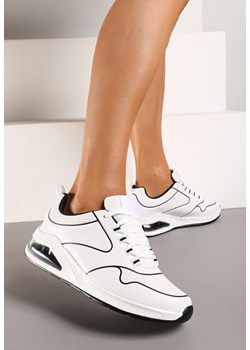 Biało-Czarne Sneakersy przed Kostkę z Podeszwą Typu Air z Imitacji Skóry Ialoella ze sklepu renee.pl w kategorii Buty sportowe damskie - zdjęcie 172092999
