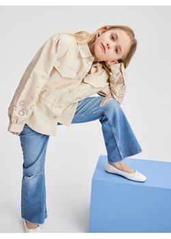 Reserved - Bawełniana kurtka z haftem - kremowy ze sklepu Reserved w kategorii Kurtki dziewczęce - zdjęcie 172094018