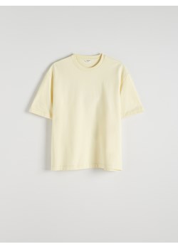 Reserved - Gładki T-shirt boxy - jasnożółty ze sklepu Reserved w kategorii T-shirty męskie - zdjęcie 172094135