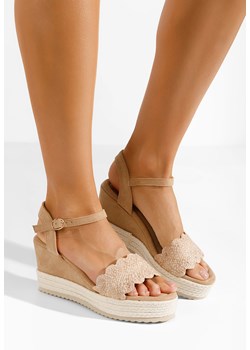 Khaki sandały na koturnie Miliana ze sklepu Zapatos w kategorii Sandały damskie - zdjęcie 172094866