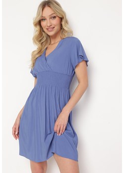 Niebieska Sukienka z Wiskozy Saede ze sklepu Born2be Odzież w kategorii Sukienki - zdjęcie 172095055