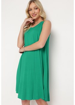 Zielona Wiskozowa Sukienka z Materiałowymi Paskami na Plecach bez Rękawów Timavrre ze sklepu Born2be Odzież w kategorii Sukienki - zdjęcie 172095069