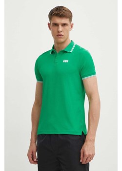 Helly Hansen polo męski kolor zielony gładki ze sklepu ANSWEAR.com w kategorii T-shirty męskie - zdjęcie 172095385