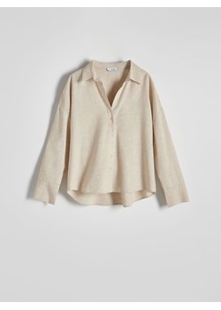 Reserved - Koszula z lnem - kremowy ze sklepu Reserved w kategorii Bluzki damskie - zdjęcie 172097936