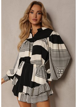 Biało-Czarne Spódnico Szorty w Abstrakcyjne Wzory High Waist Gletra ze sklepu Renee odzież w kategorii Szorty - zdjęcie 172099316