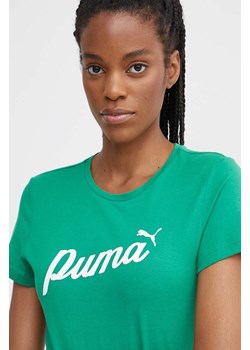 Puma t-shirt bawełniany damski kolor zielony 679315 ze sklepu ANSWEAR.com w kategorii Bluzki damskie - zdjęcie 172106439