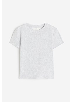 H & M - Top z bawełnianego dżerseju w prążki - Szary ze sklepu H&M w kategorii Bluzki dziewczęce - zdjęcie 172107875