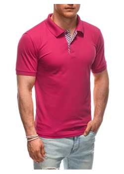 Koszulka męska Polo bez nadruku 1929S - różowa ze sklepu Edoti w kategorii T-shirty męskie - zdjęcie 172108819