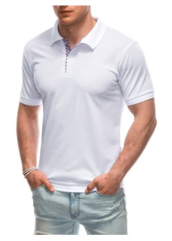 Koszulka męska Polo bez nadruku 1929S - biały ze sklepu Edoti w kategorii T-shirty męskie - zdjęcie 172108827