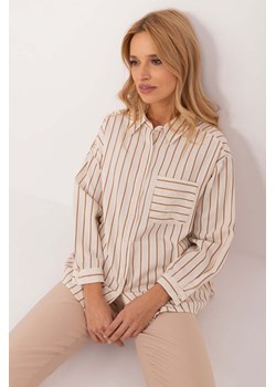 Rozpinana koszula oversize w paski camelowa ze sklepu 5.10.15 w kategorii Koszule damskie - zdjęcie 172115869