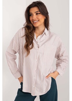 Bawełniana koszula overize w paski biało-beżowa ze sklepu 5.10.15 w kategorii Koszule damskie - zdjęcie 172115957