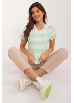 Damski t-shirt dzianinowy w paski biało-zielony ze sklepu 5.10.15 w kategorii Bluzki damskie - zdjęcie 172115989