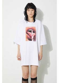 Fiorucci t-shirt bawełniany Mouth Print Boxy T-Shirt damski kolor biały W01FPTSH102CJ01WH04 ze sklepu PRM w kategorii Bluzki damskie - zdjęcie 172119177