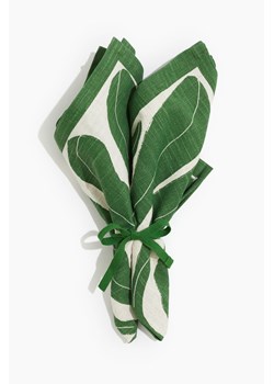 H & M - Serwetka z nadrukiem liści 2-pak - Zielony ze sklepu H&M w kategorii Tekstylia kuchenne - zdjęcie 172119257