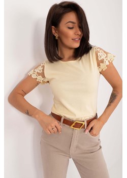 Bluzka damska z ozdobnymi rękawami z koronką jasnożółta ze sklepu 5.10.15 w kategorii Bluzki damskie - zdjęcie 172122955