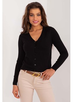 Czarny rozpinany sweter damski z dekoltem w serek ze sklepu 5.10.15 w kategorii Swetry damskie - zdjęcie 172122966